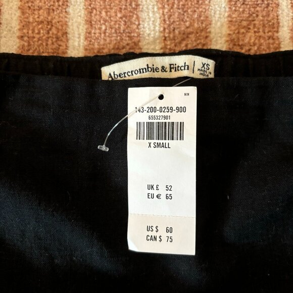 NWT Abercrombie Linen-Blend Mini Skort, Black, Size XS - Picture 5 of 6